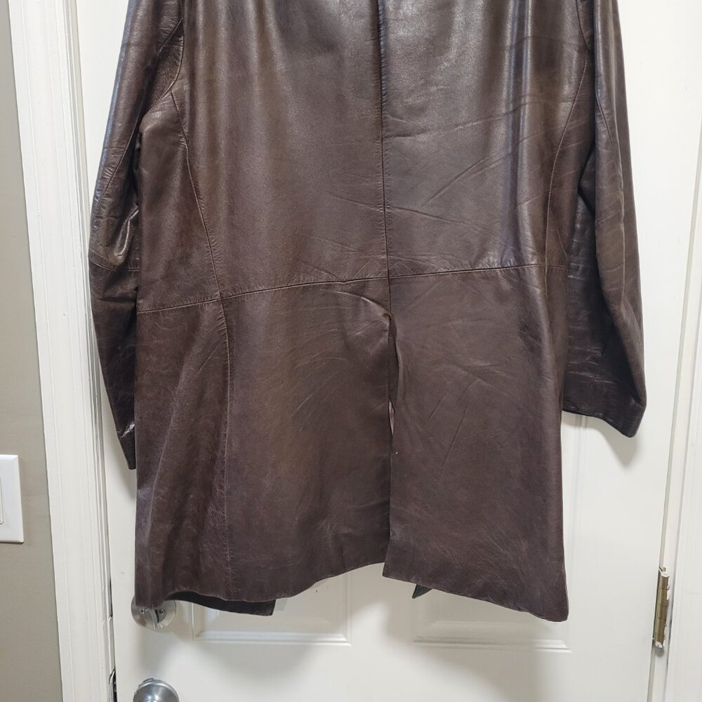 Zara leather trench coat men’s, brown size L - Picture 11 of 15
